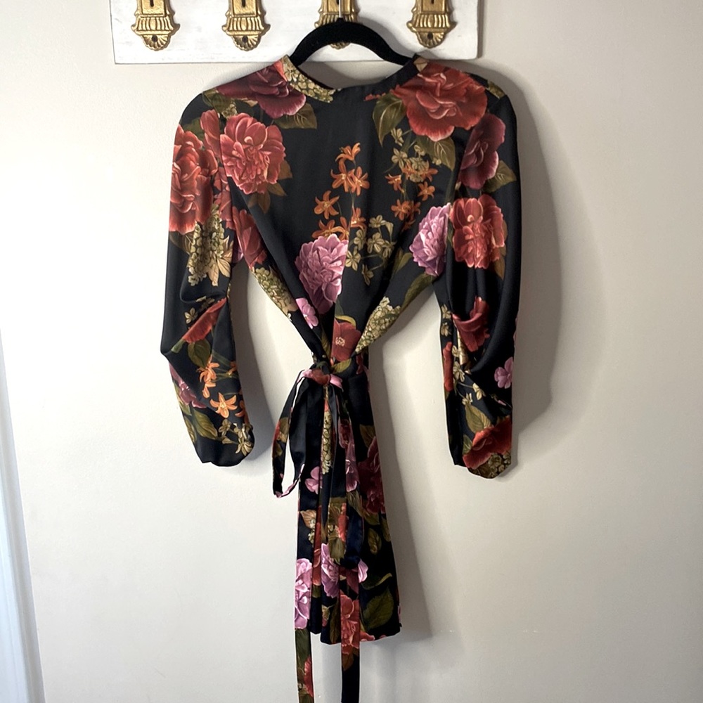 Long sleeve black floral dress